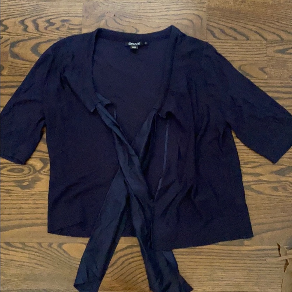 DKNY Front Tie Throw-On Sweater